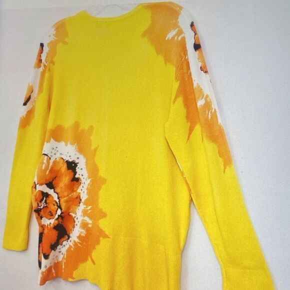 Nue Options Sunshine Yellow Floral Women Sweater Size L - Picture 3 of 16